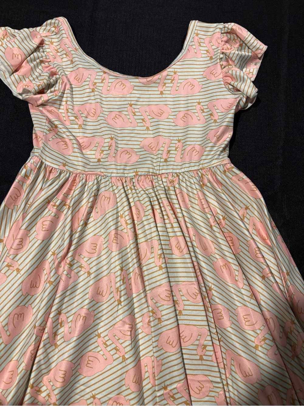 Dot Dot Smile Pink Flamingo Stripe Girls' Dress